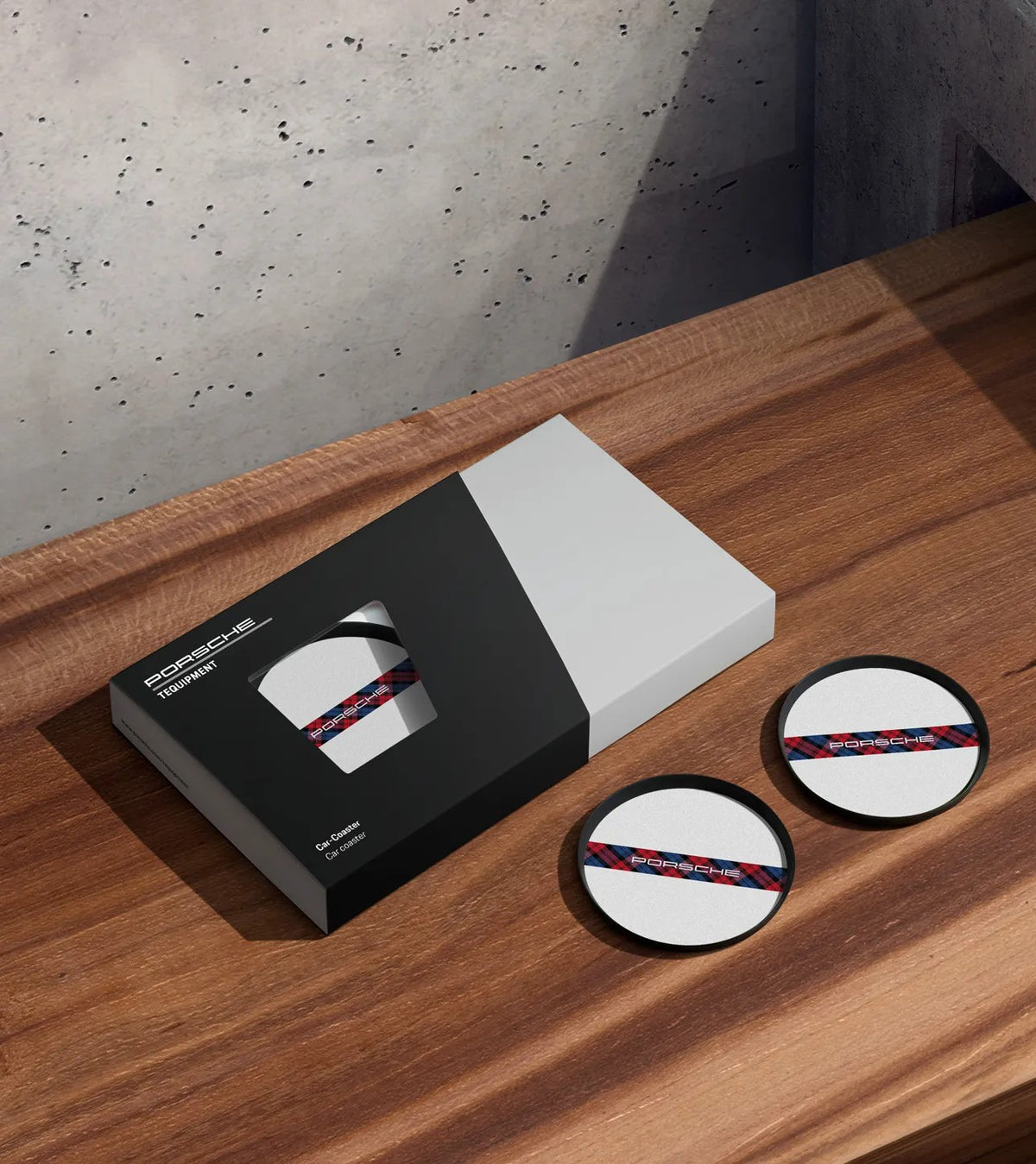 Porsche Car Coasters in Tartan Racing Design